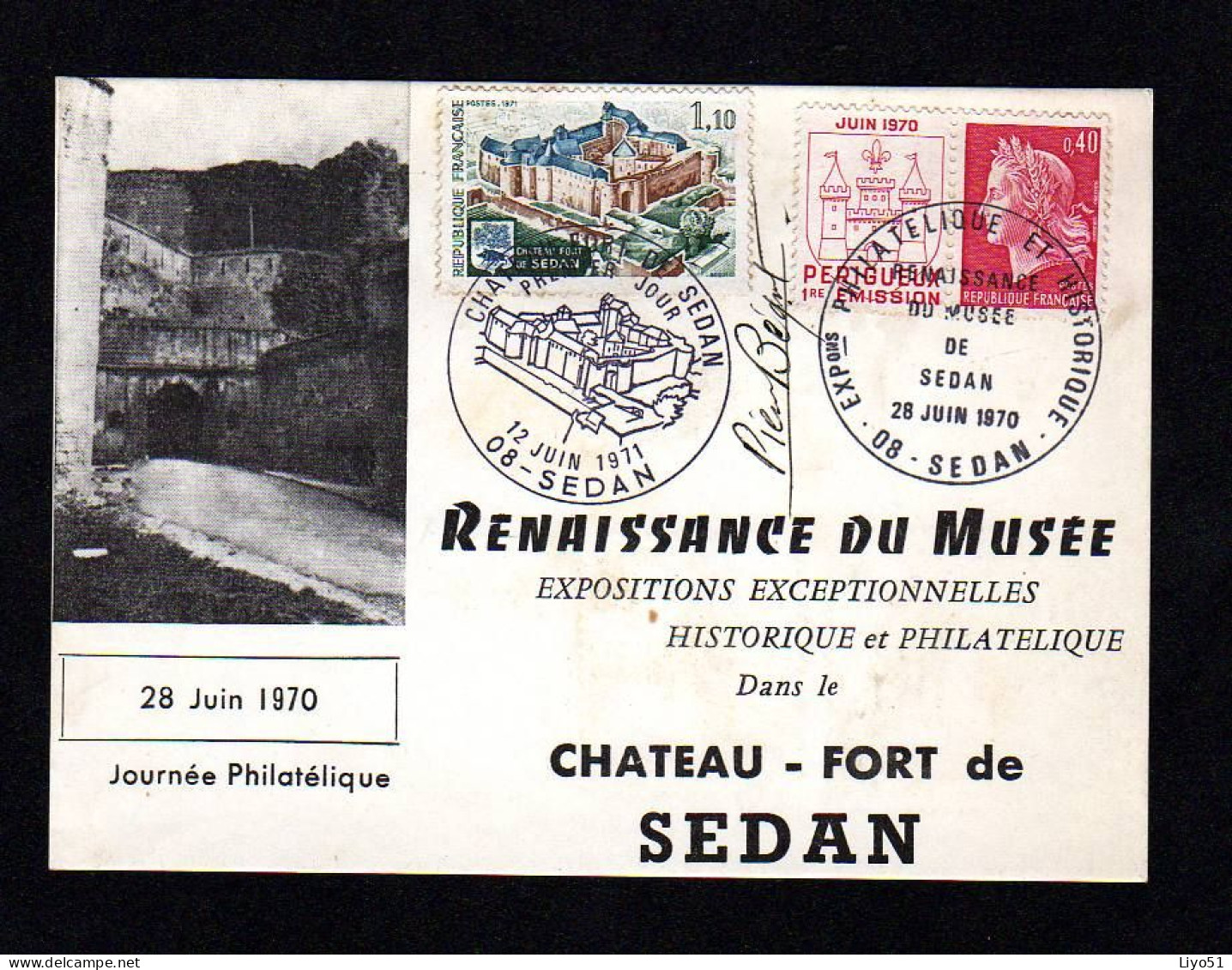 Trois Cartes Postales : Renaissance Du Musée Dans Le Château Fort De Sedan, Journée Philatélique 28 Juin 1970 - Sedan