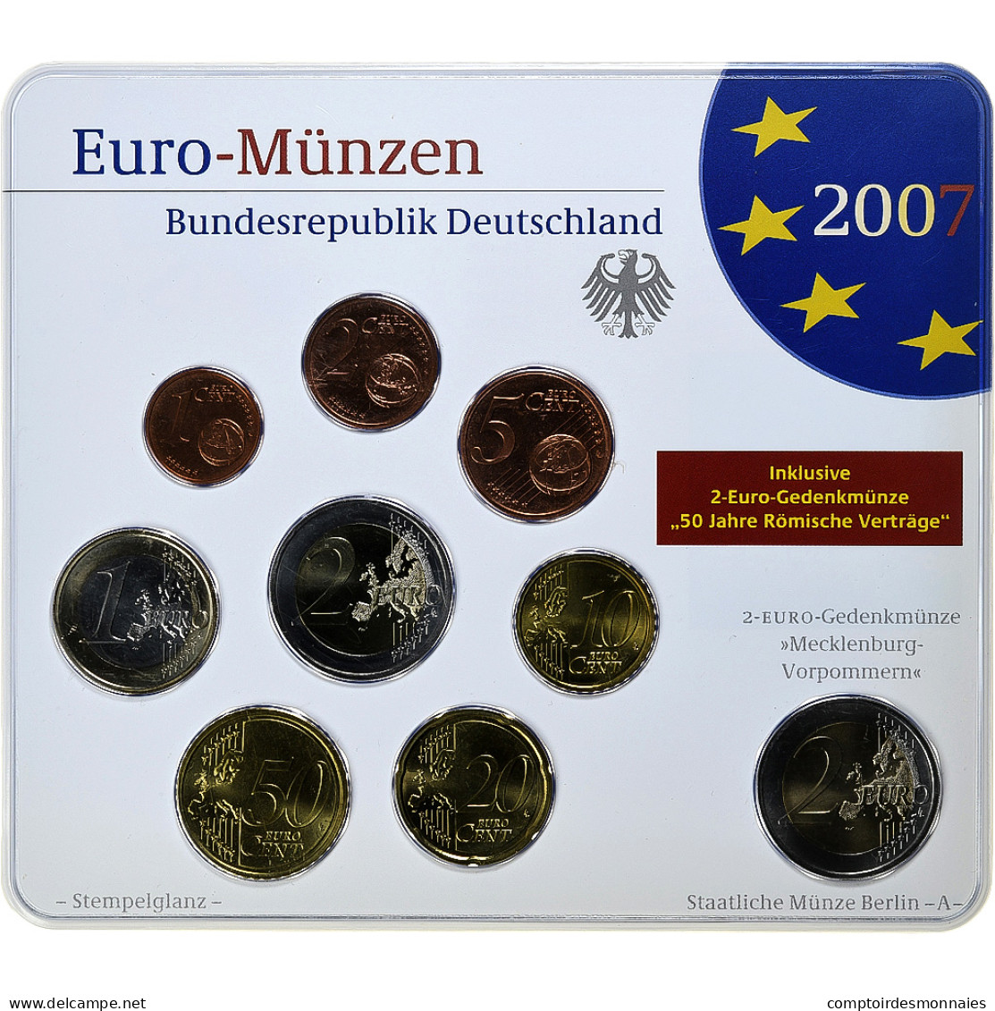 République Fédérale Allemande, Set 1 Ct. - 2 Euro + 2€, Schloss Schwerin - Allemagne