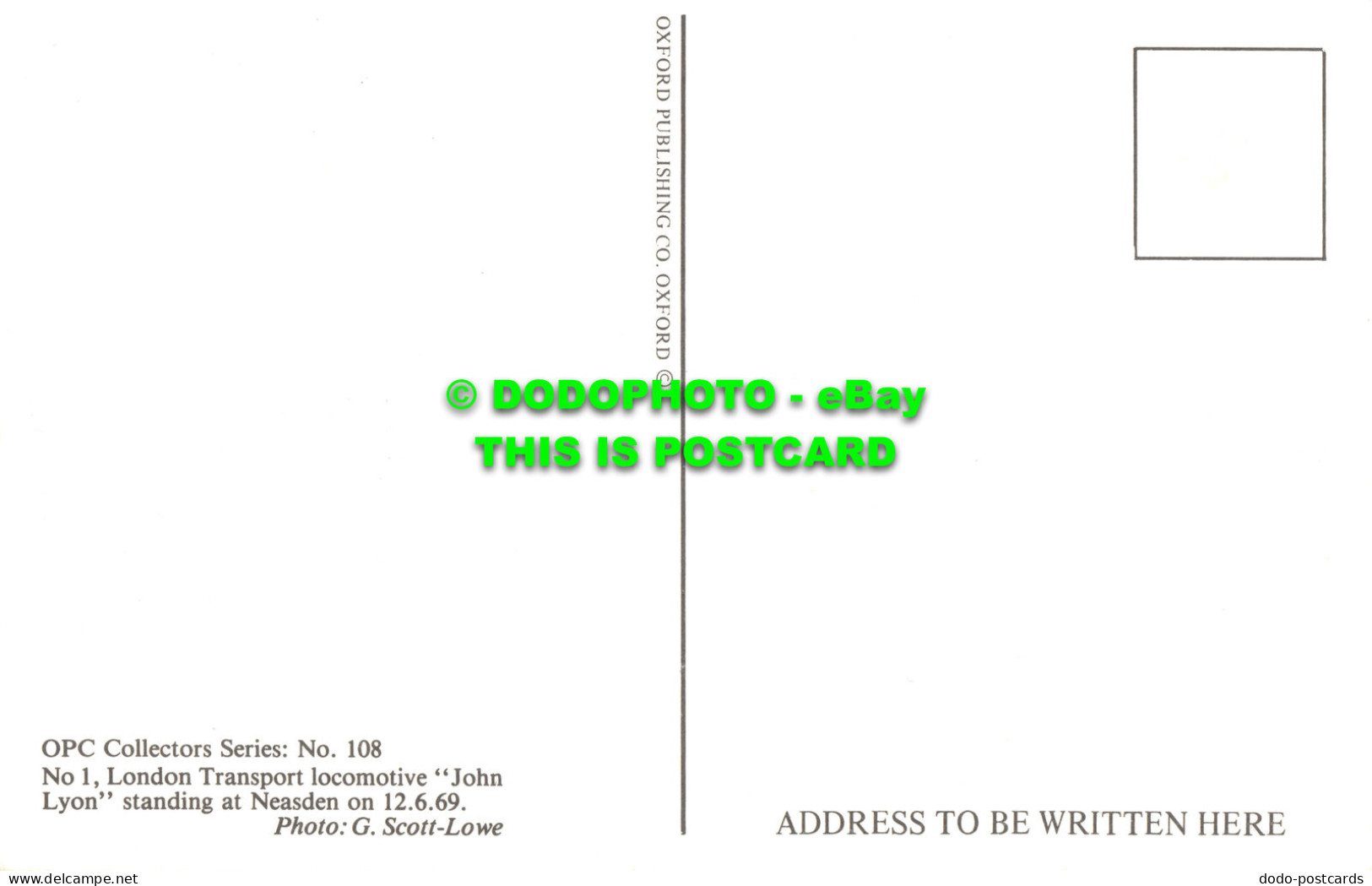 R526469 OPC Collectors Series No. 108. No. 1. London Transport Locomotive John L - Autres & Non Classés