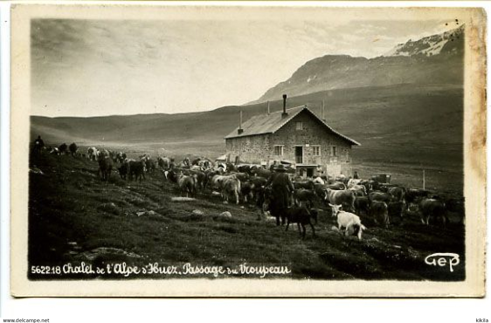 CPSM 9 X 14 GEP Isère  Chalet De L'ALPE D'HUEZ  Passage Du Troupeau   Chèvres Vaches Bergère   T.C.F. Refuge - Autres & Non Classés