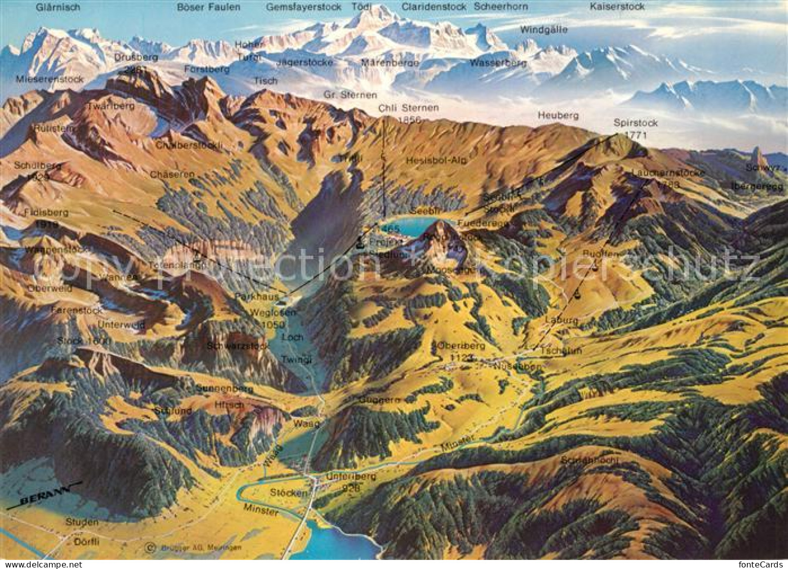 13123401 Hoch Ybrig Bergbahnen Panoramakarte Hoch Ybrig - Sonstige & Ohne Zuordnung