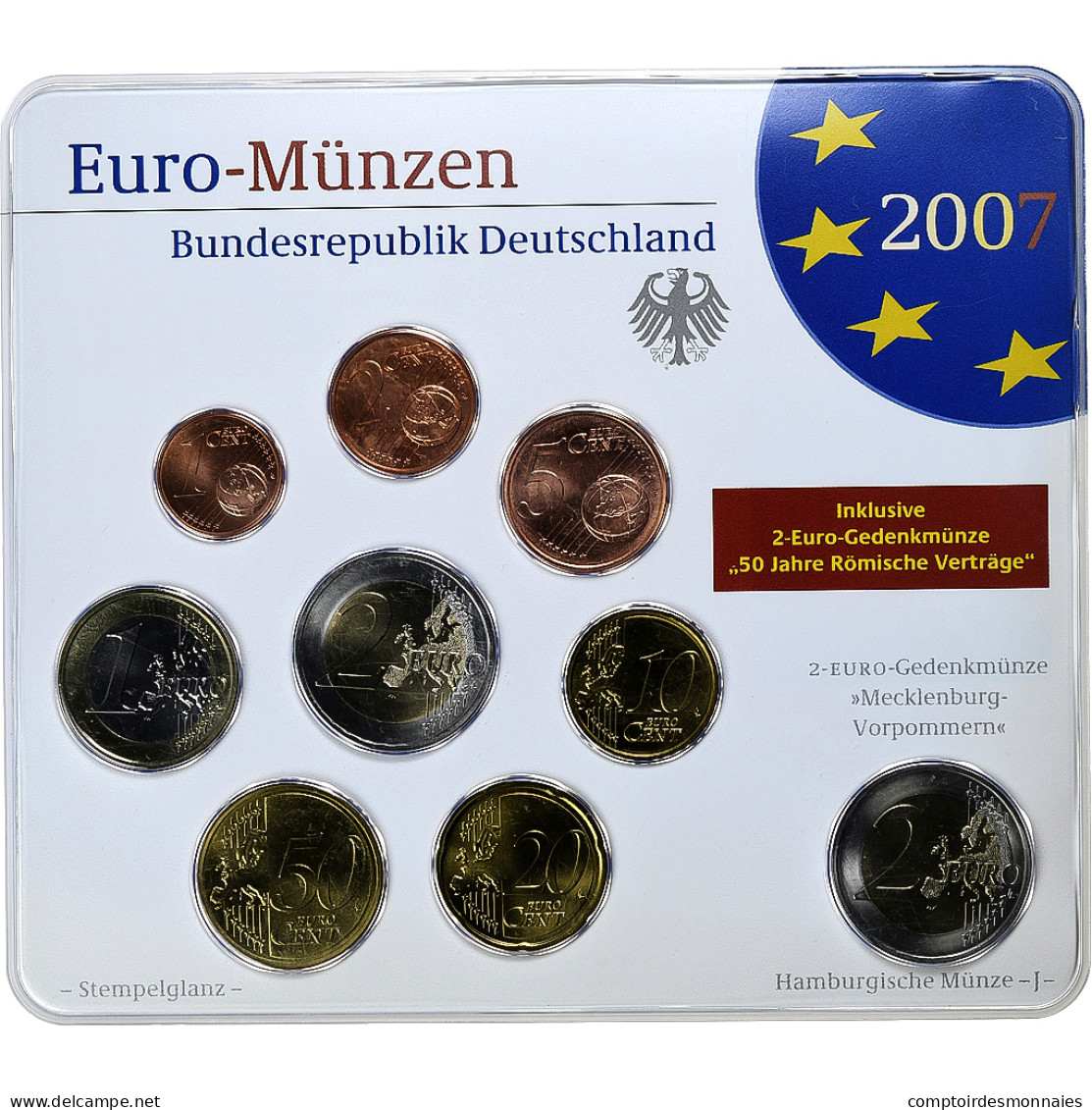 République Fédérale Allemande, Set 1 Ct. - 2 Euro + 2€, Schloss Schwerin - Allemagne