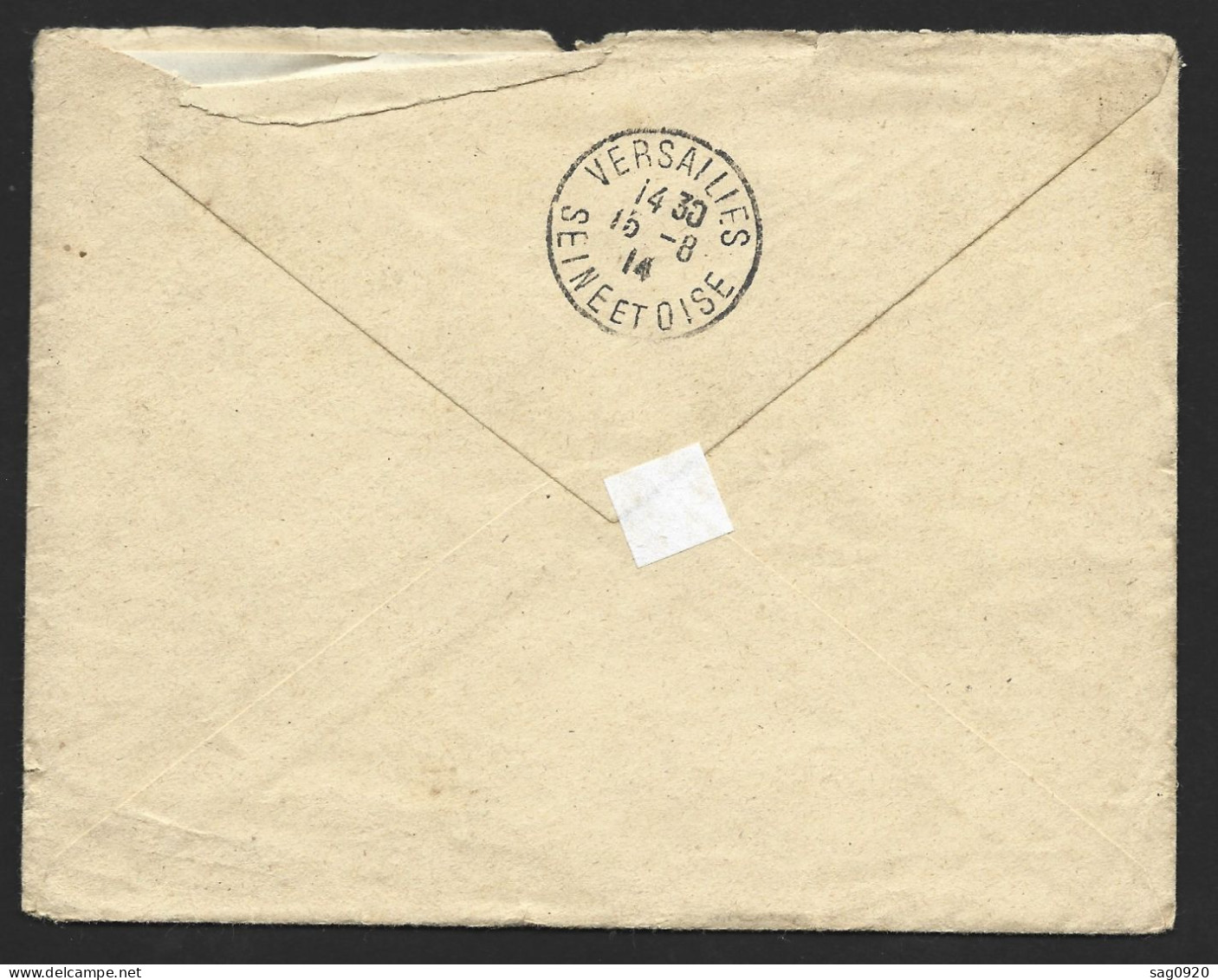 Enveloppe Avec Sa Correspondance Cercle Du Soldat Pour Versailles 1914 - Guerra De 1914-18