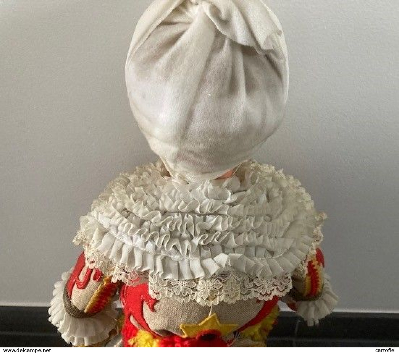 BINCHE-GILLE DE BINCHE EN GRAND TENUE-VINTAGE-GRANDE POUPEE+- 50 CM-FOLKLORE-TROUVAILLE DE GRENIER-VOYEZ LES 12 PHOTOS