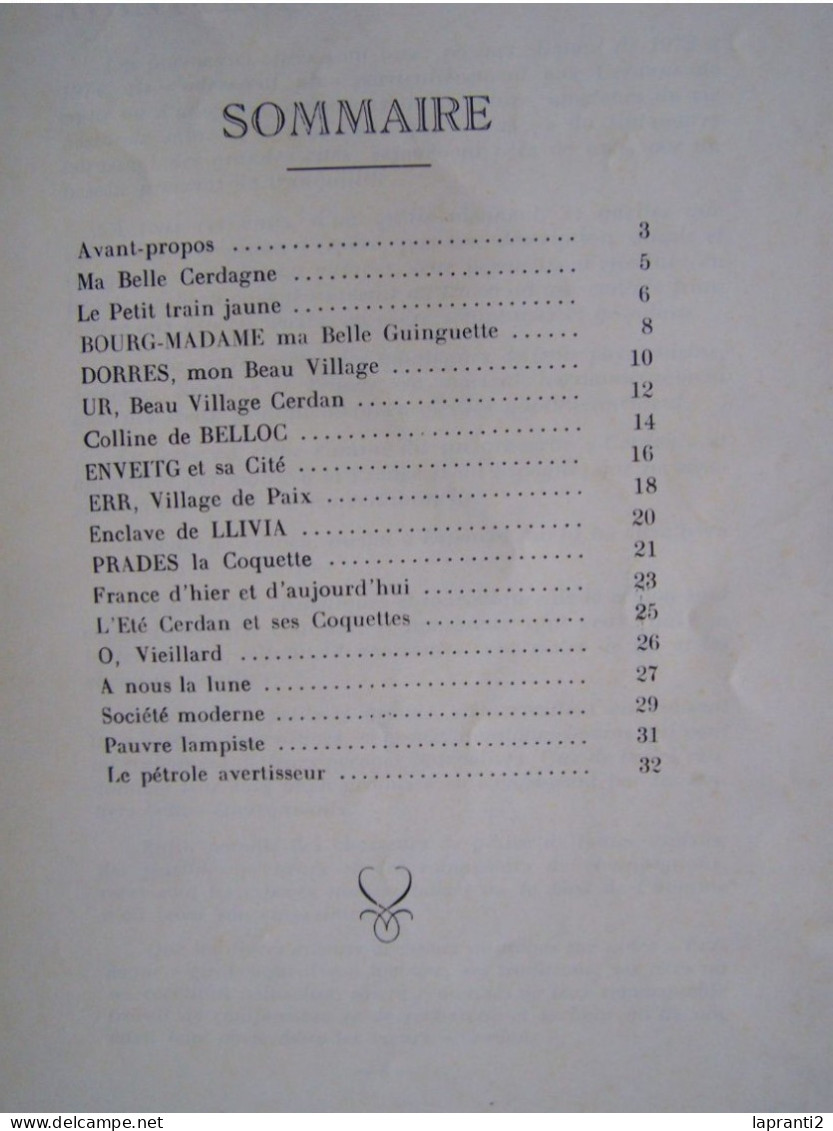 LA LITTERATURE. LA CERDAGNE. "POESIE DES VILLAGES ET SITES CERDANS".  J. BARO. BOURG-MADAME. PRADES. DORRES. ENVEITG.... - Franse Schrijvers