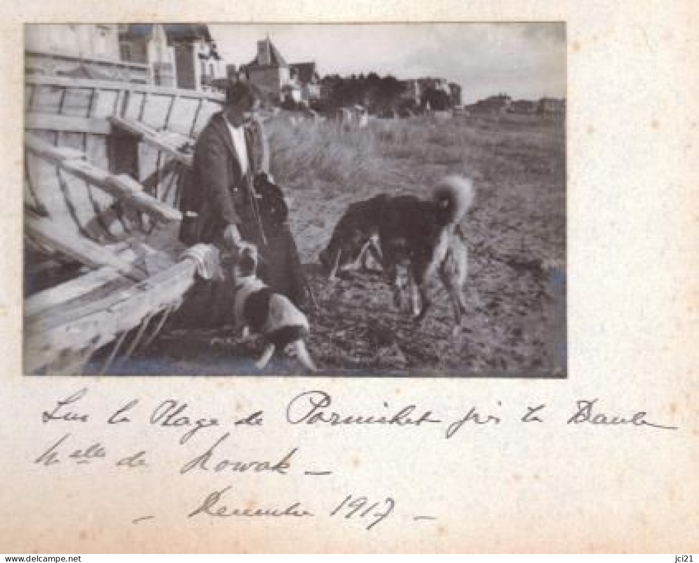 WW1 Photo De 5 Militaires Américain Sur La Plage De La Baule En1917 - Photo De Mle De Rovak à Pornichet (36)_PHOT104 A&b - Oorlog, Militair