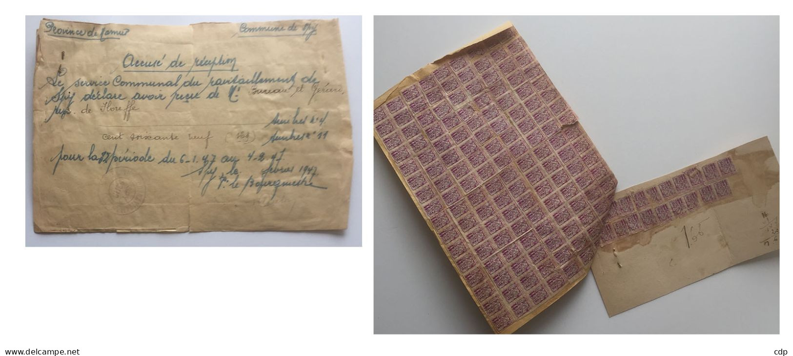 SPY Document Avec Timbres De Ravitaillement 1947 - Unclassified