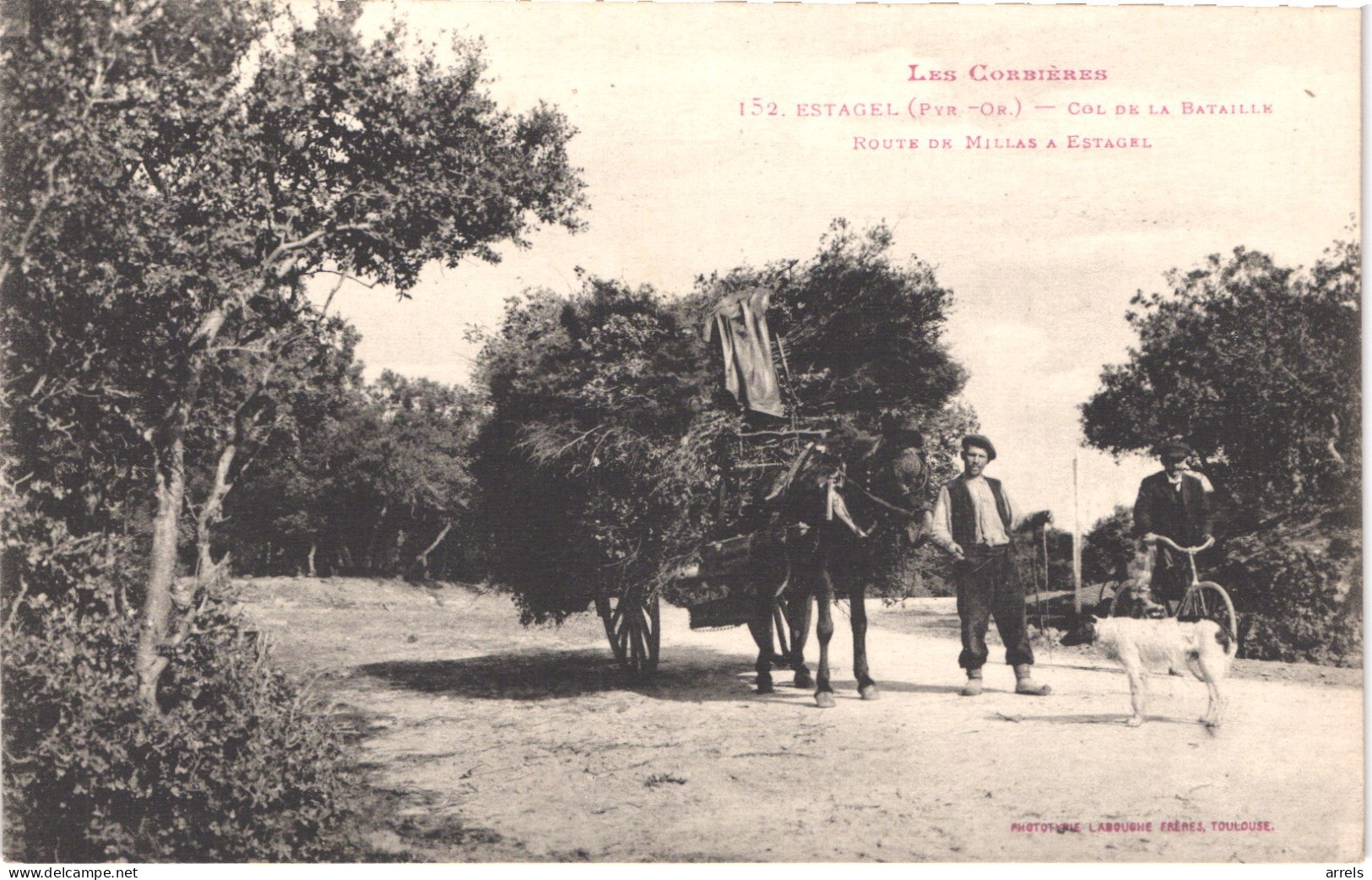 FR66 ESTAGEL - Labouche 152 - Col De La Bataille - Route De MILLAS à ESTAGEL - Attelage En Gros Plan - Animée - Belle - Autres & Non Classés