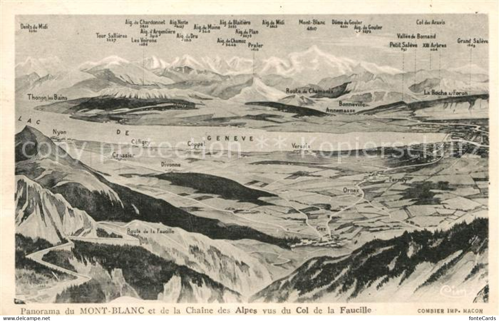 13114781 Genfersee Lac Leman Panorama Du Mont Blanc Et De La Chaine Des Alpes Vu - Sonstige & Ohne Zuordnung