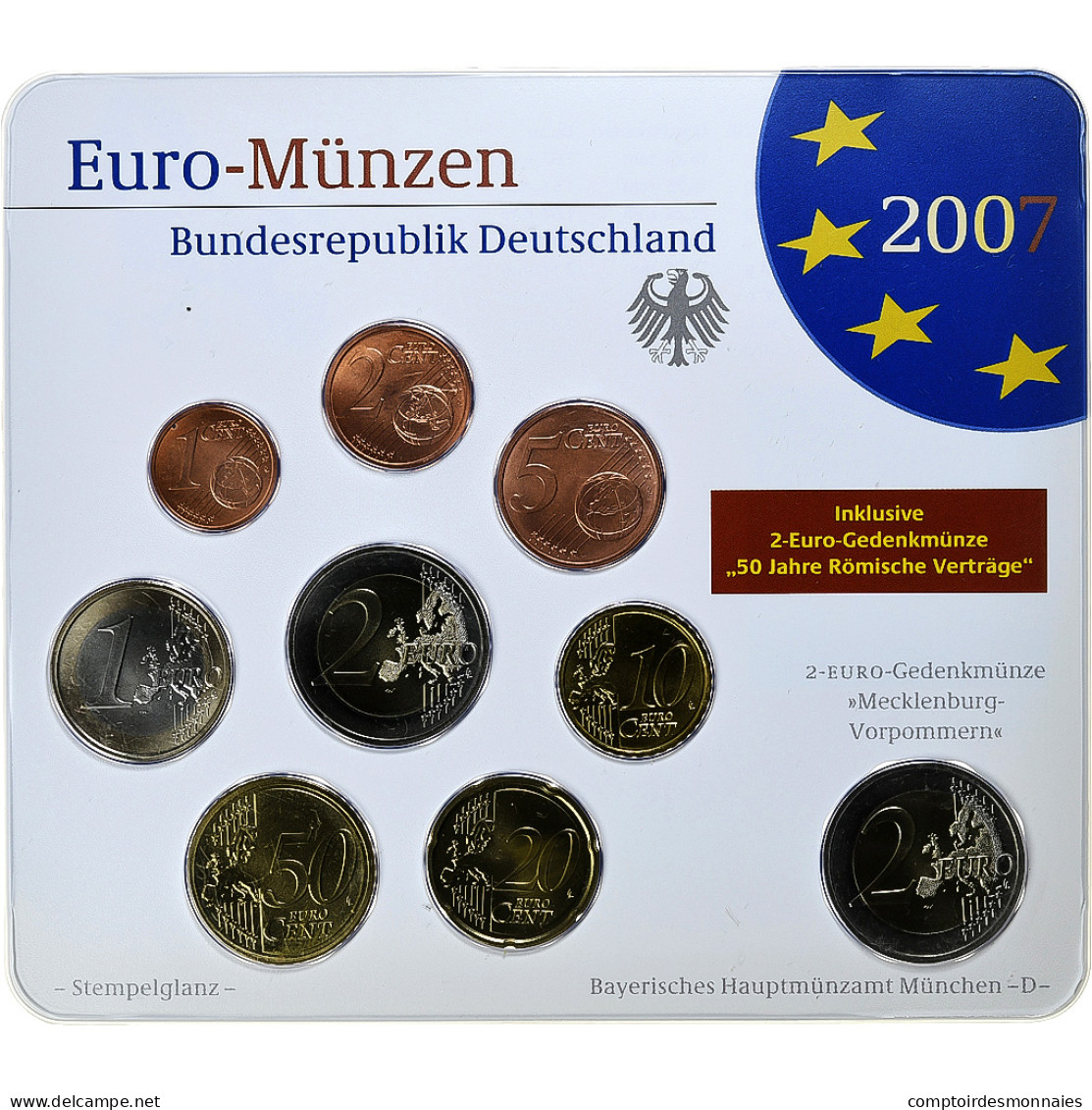 République Fédérale Allemande, Set 1 Ct. - 2 Euro + 2€, Schloss Schwerin - Allemagne