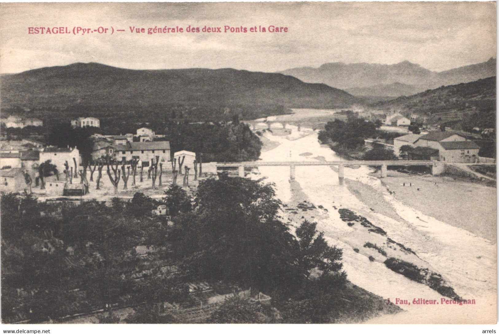 FR66 ESTAGEL - Fau - Vue Générale Des Deux Ponts Et La Gare - Belle - Sonstige & Ohne Zuordnung