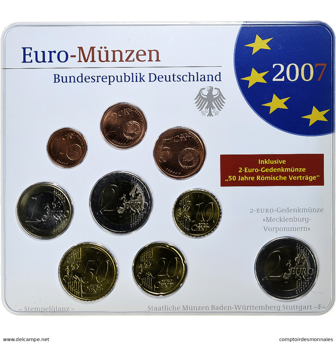 République Fédérale Allemande, Set 1 Ct. - 2 Euro + 2€, Schloss Schwerin - Germania