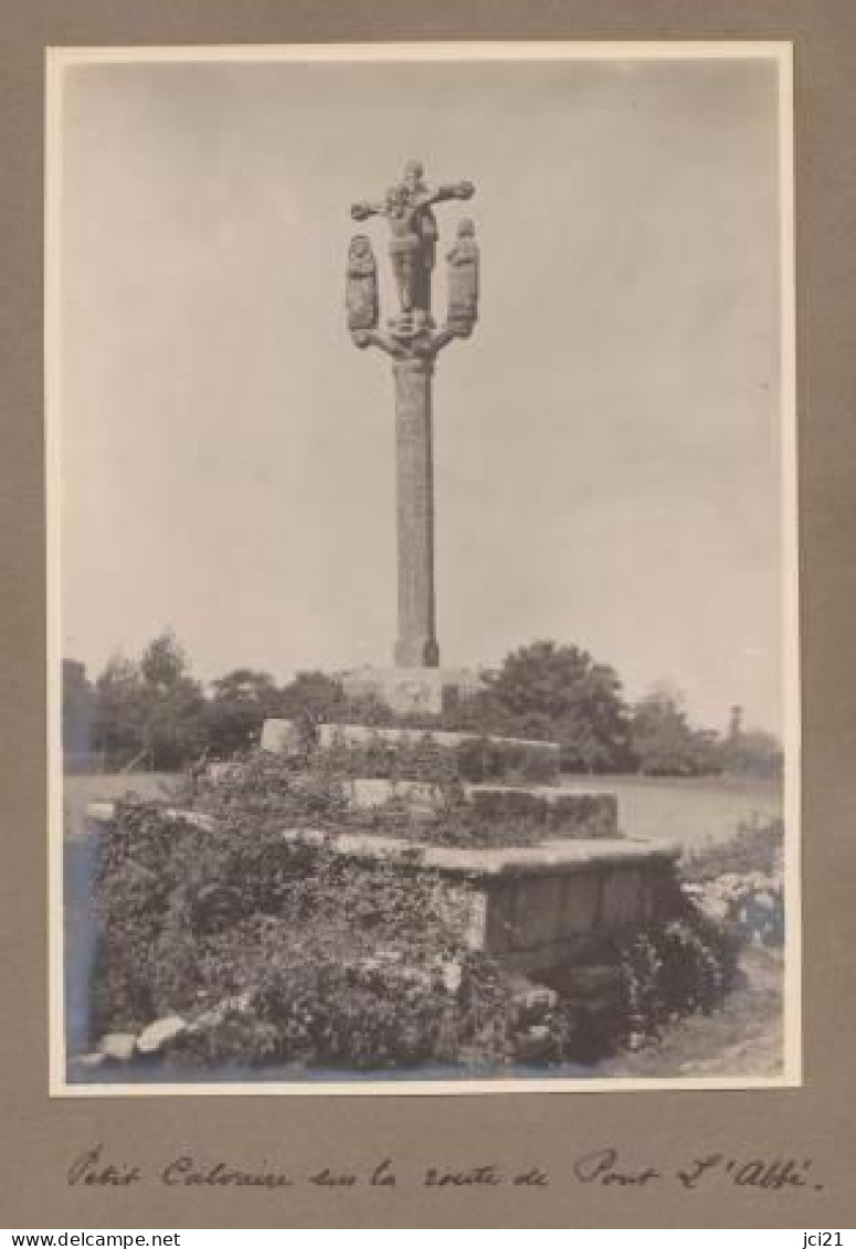 2 PHOTOS ORIGINALES " Eglise De Pleyben Et Calvaire Route De Pont L'Abbé " 1928/29 " " PHOT098A&B - Luoghi