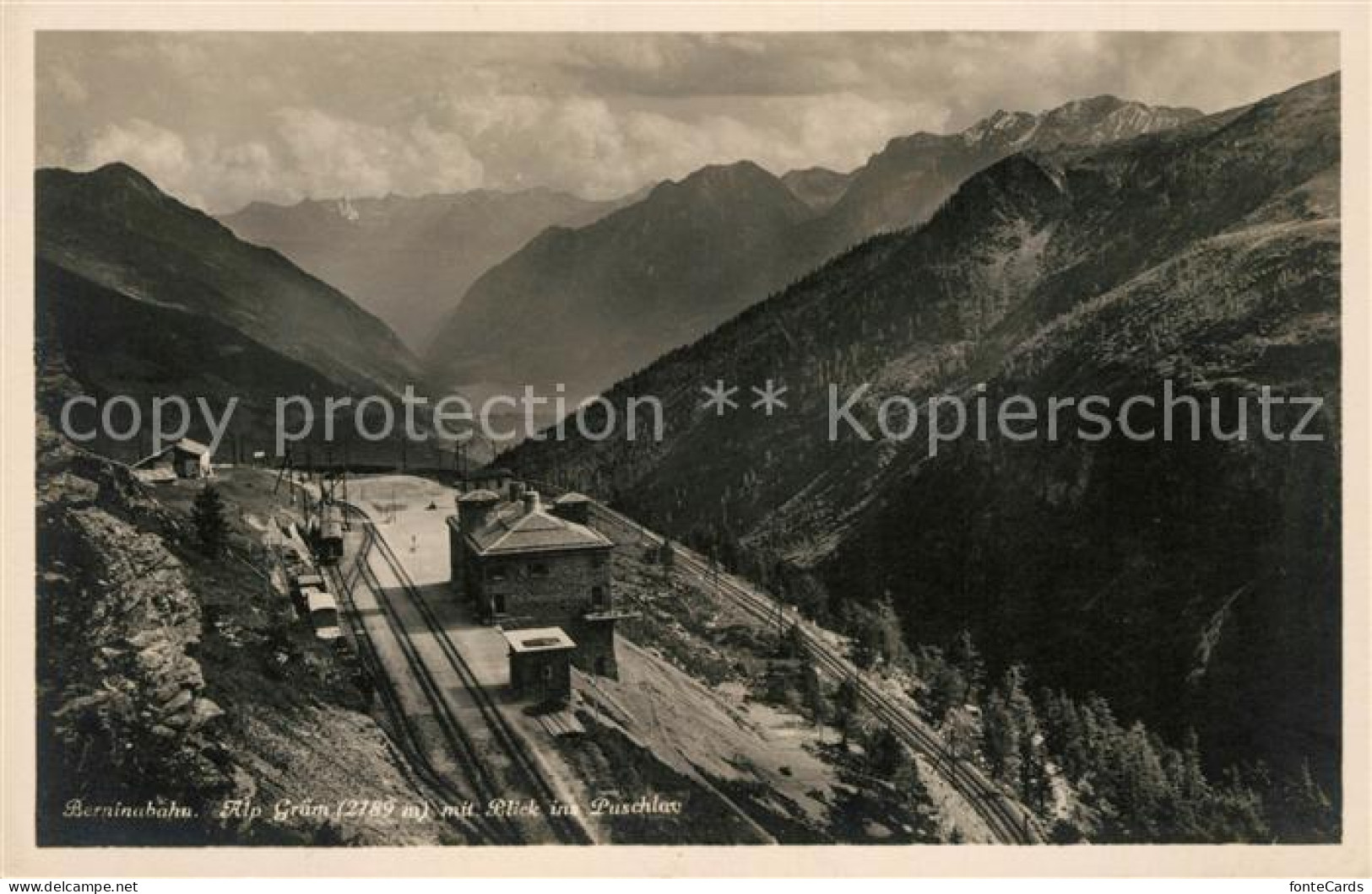 13114691 Alp Gruem Berninabahn Bergbahn Mit Blick Ins Puschlavtal Alpenpanorama  - Other & Unclassified