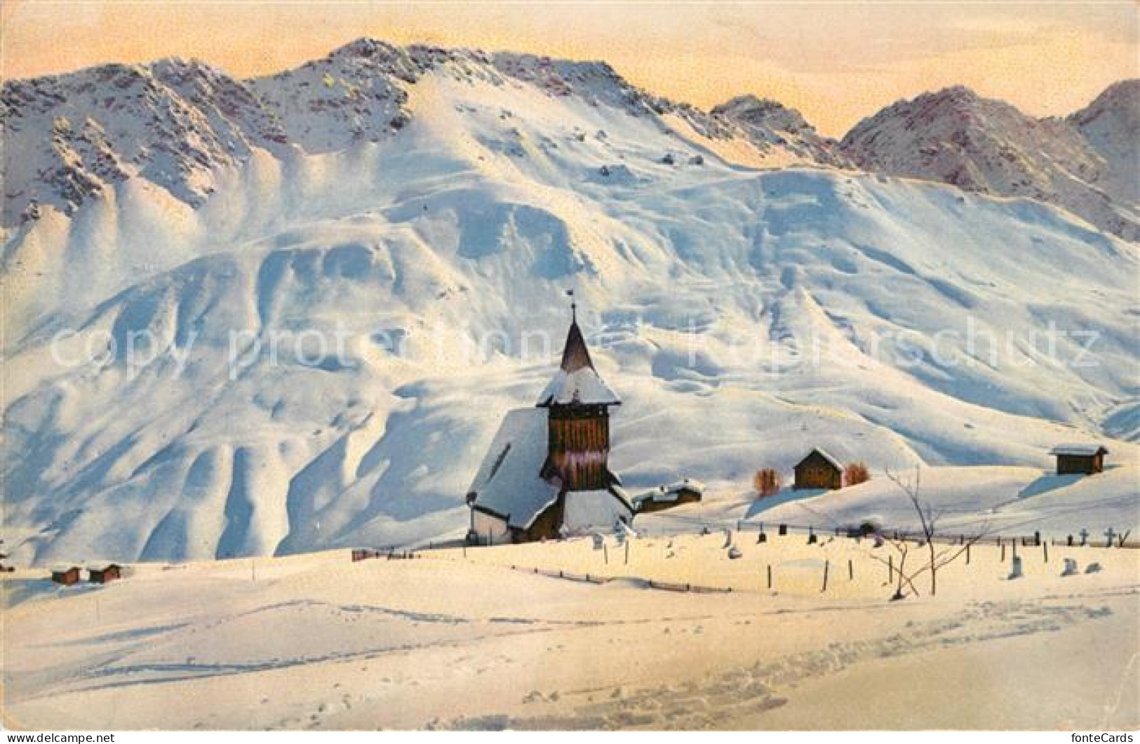 13114662 Arosa GR Bergkirchlein Winterpanorama Alpen Arosa - Altri & Non Classificati