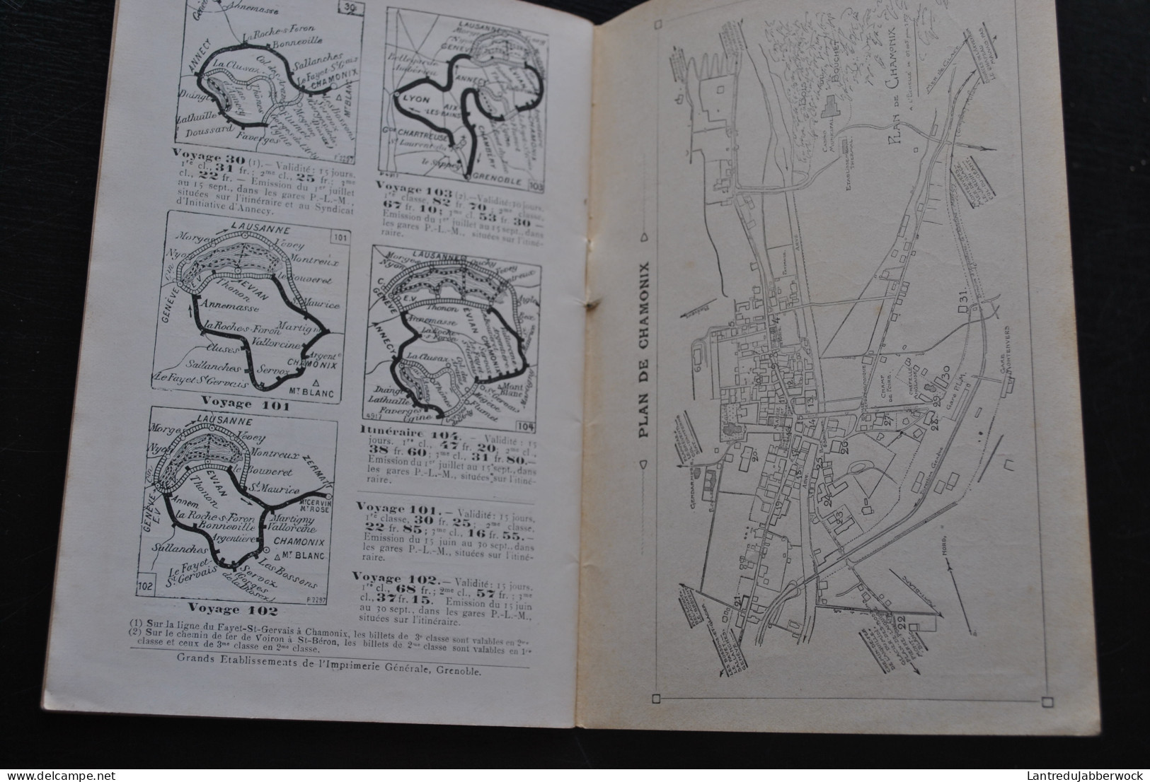 GUIDE DE CHAMONIX Gracieusement Offert Par Le Syndicat Des Hôteliers Circa 1910 1920 Chemins De Fer P.L.M. Plan Carte  - Reiseprospekte