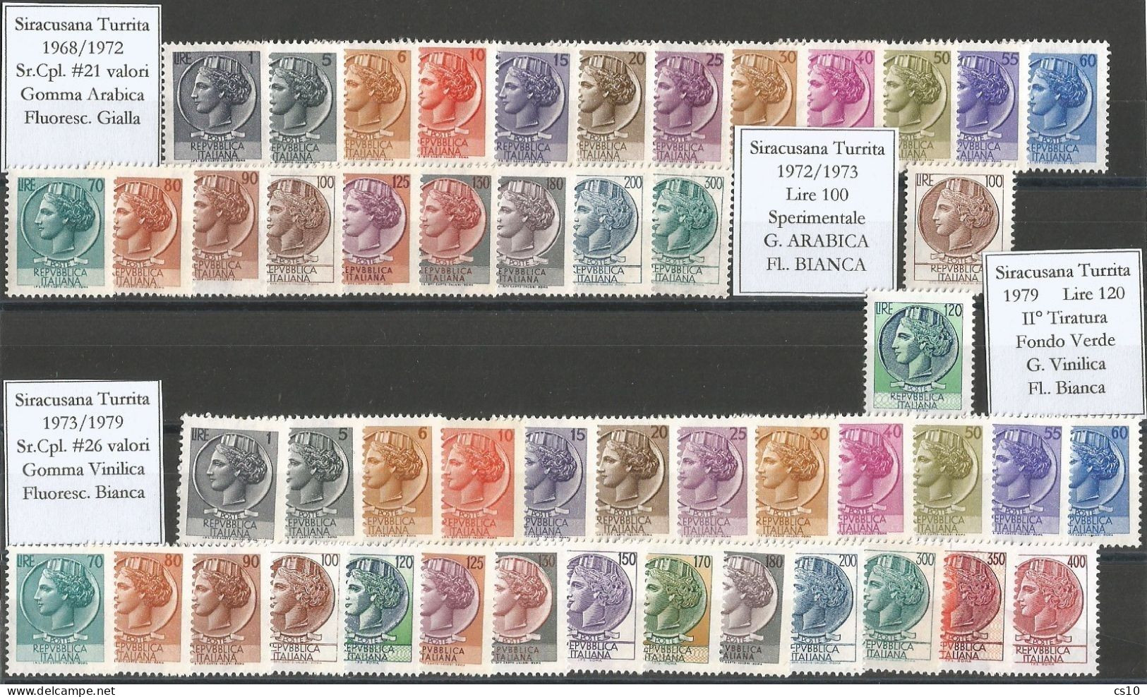 Turrita Syracuse Coin 1968/79 Emissione Cpl Issue Arabica 21v + Vinilica 26v + L.100 & L.120 II° Tiratura/2nd Print - 1961-70: Ungebraucht