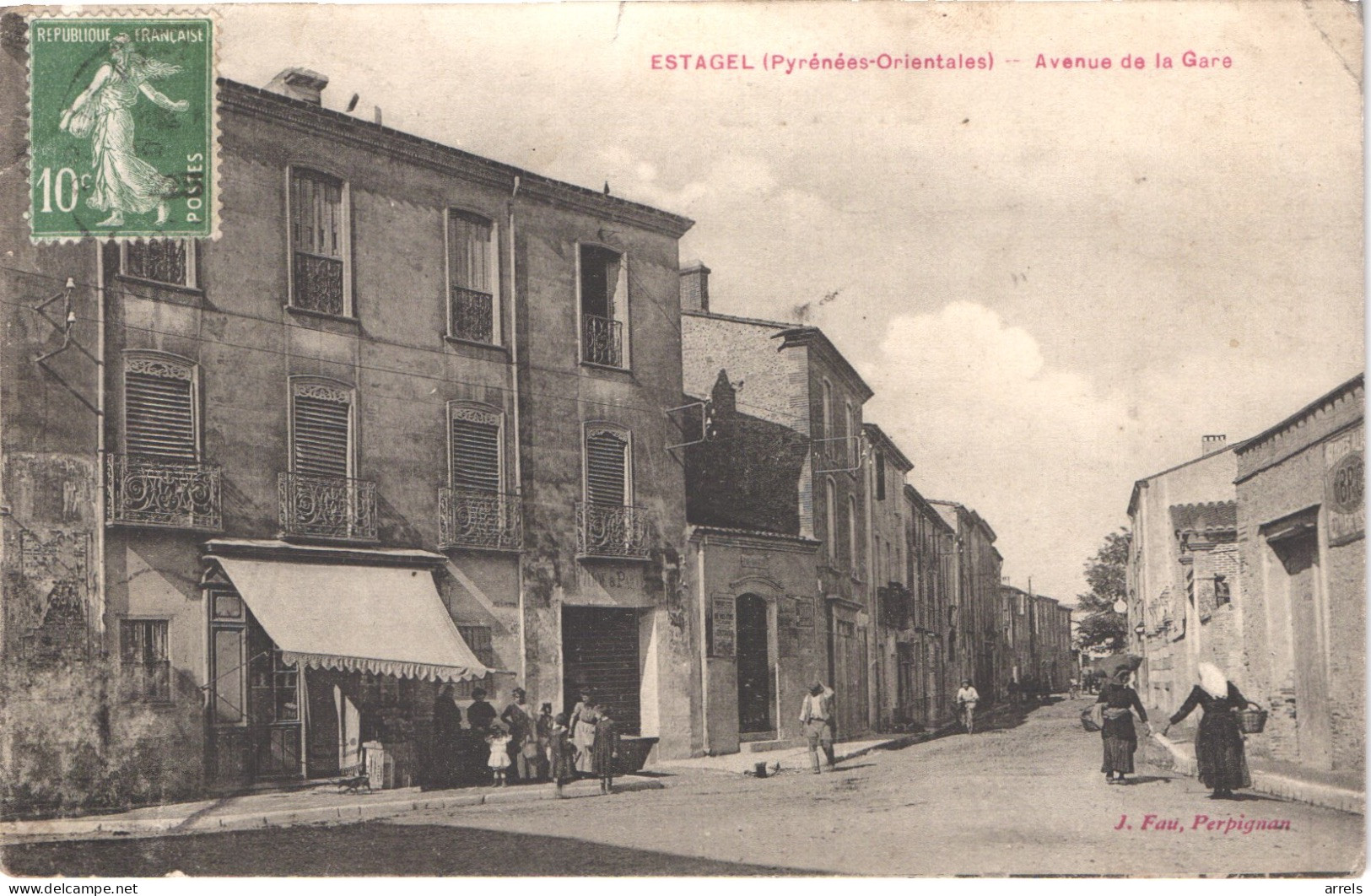 FR66 ESTAGEL - Fau - Avenue De La Gare - Animée - Belle - Autres & Non Classés