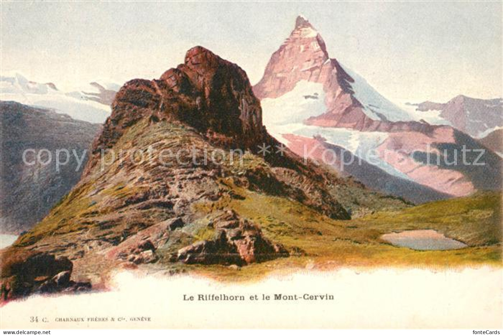 13114160 Riffelhorn Et Le Mont Cervin Matterhorn Gebirgspanorama Walliser Alpen  - Andere & Zonder Classificatie