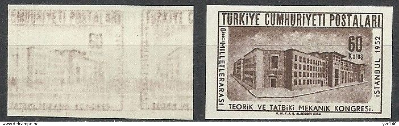 Turkey; 1952 8th Interntional Congress Of Theoretic And Applied Mechanics 60 K. ERROR "Abklatsch & Imperf." - Ongebruikt
