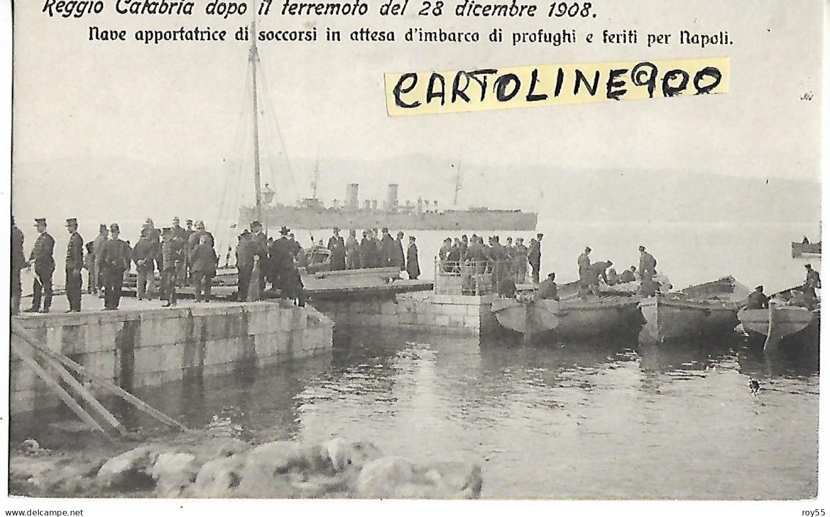 Calabria-reggio Calabria Nave Soccorsi In Attesa Imbarco Profughi E Feriti  Dopo Il 28 Dicembre 1908 Animata (f.piccolo) - Reggio Calabria