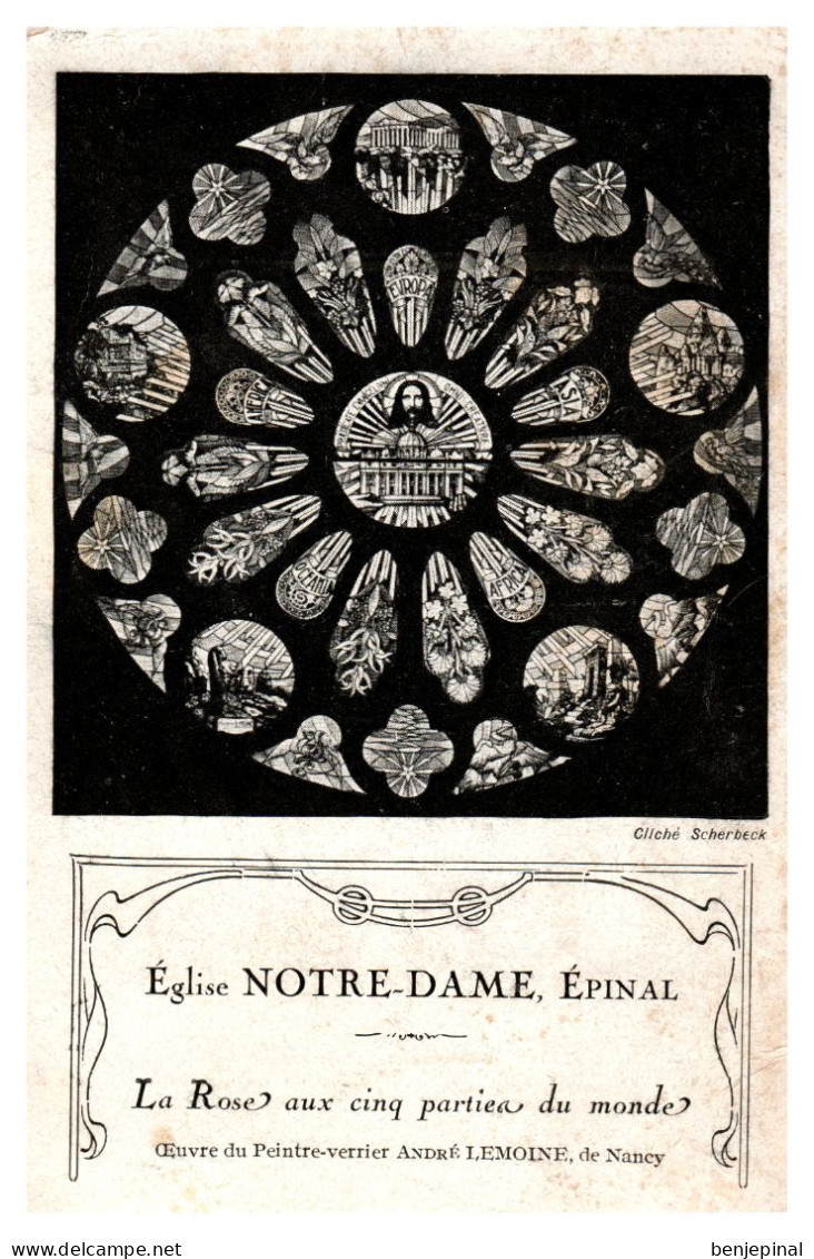 Epinal - Eglise Notre-Dame - La Rose Aux Cinq Parties Du Monde (œuvre D'André Lemoine) - Epinal