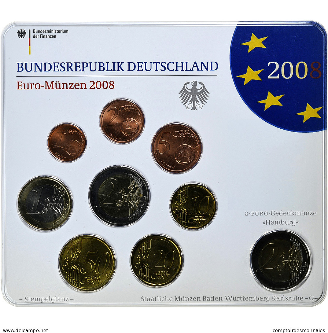 République Fédérale Allemande, Set 1 Ct. - 2 Euro + 2€, St. Michael's - Germany