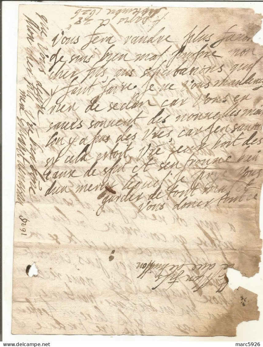 N°1972 ANCIENNE LETTRE DE ELISABETH DE NASSAU AU DUC DE BOUILLON DATE 1626 - Historical Documents