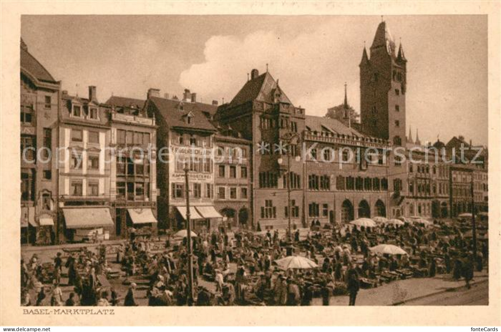 13113930 Basel BS Marktplatz Innenstadt Kupferdruck Basel BS - Sonstige & Ohne Zuordnung