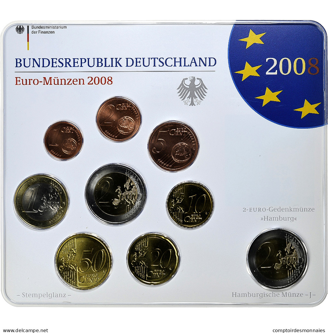 République Fédérale Allemande, Set 1 Ct. - 2 Euro + 2€, St. Michael's - Duitsland