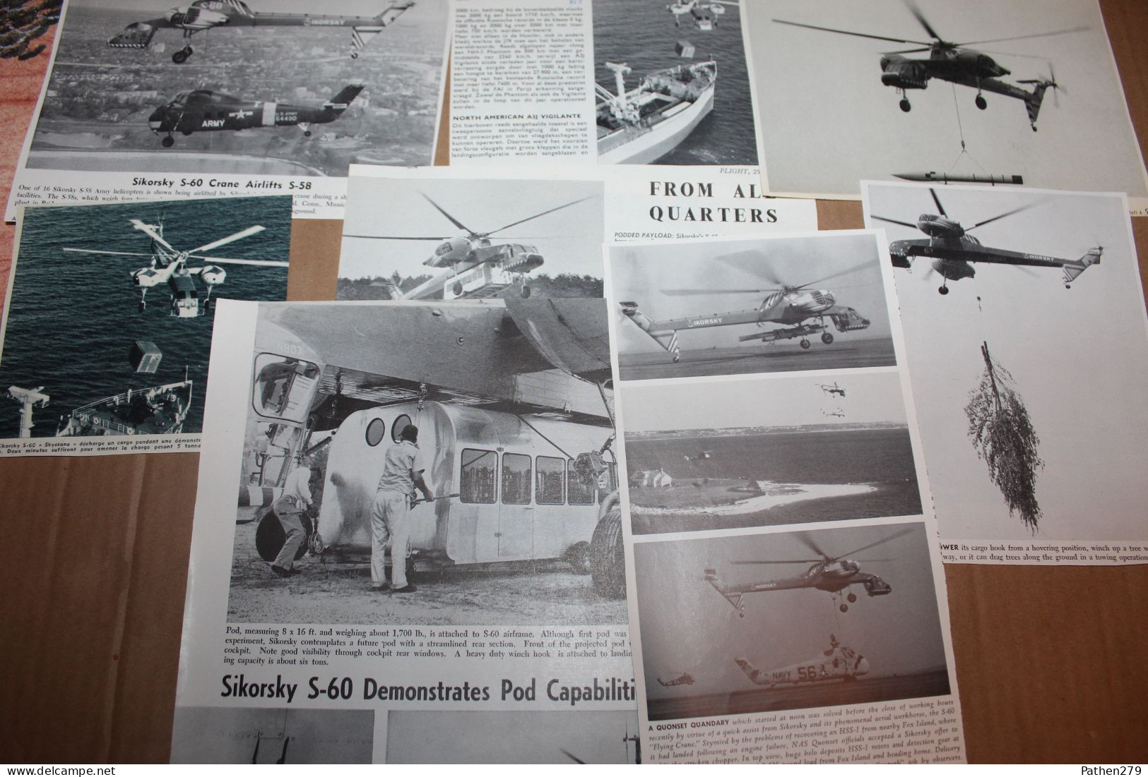 Lot De 43g D'anciennes Coupures De Presse De L'hélicoptère Américain Sikorsky S-60 - Fliegerei