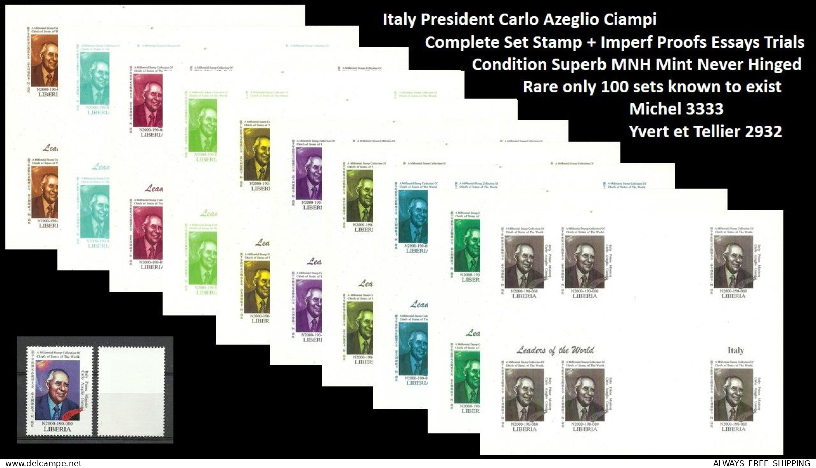 1999 USA UN World Leaders Millennium Summit - Italy President Carlo Azeglio Ciampi - Rare Set MNH - Andere & Zonder Classificatie