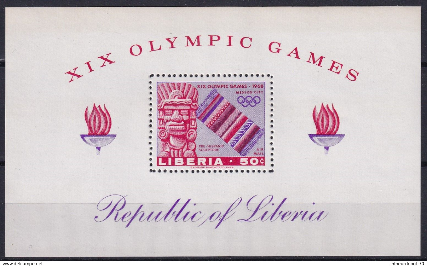 Bloc Liberia Olympic Games 1968 Neufs Sans Charnières ** - Liberia