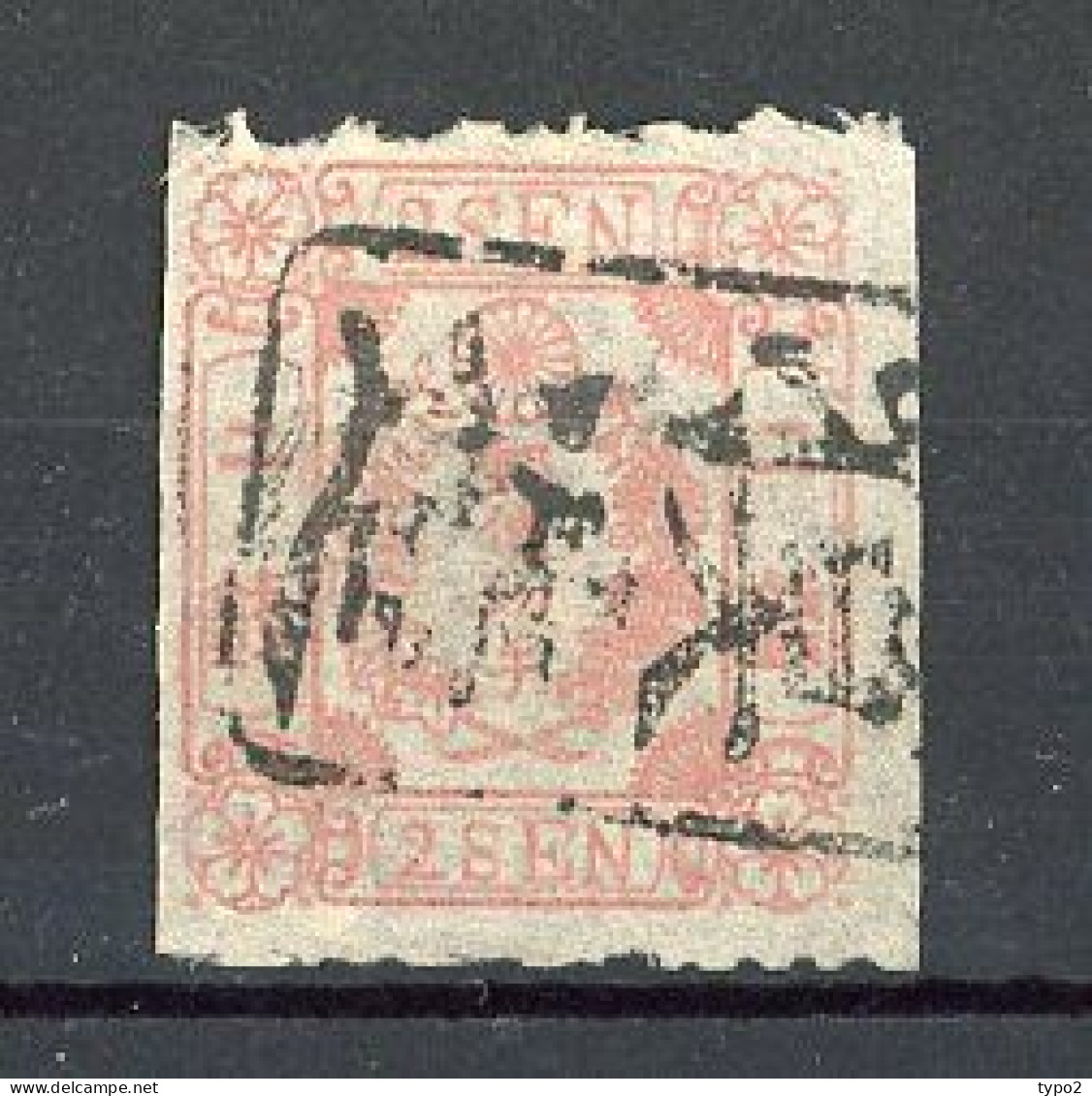 JAPON - 1872 Yv. N° 11B Papier Mince Uni (o) 2s Rouge Cote 80 Euro BE R 2 Scans - Usados