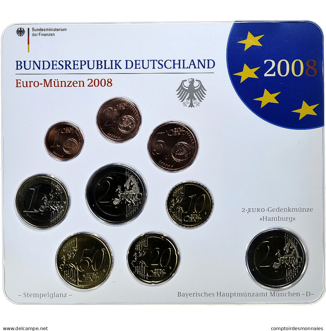 République Fédérale Allemande, Set 1 Ct. - 2 Euro + 2€, St. Michael's - Germania