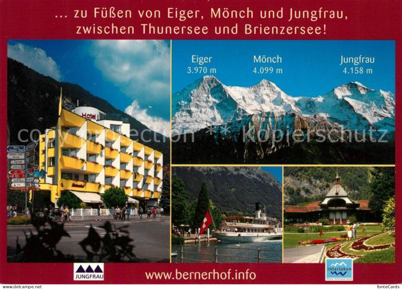 13104693 Interlaken BE Hotel Bernerhof Mit Eiger Moench Jungfrau Fahrgastschiff  - Sonstige & Ohne Zuordnung