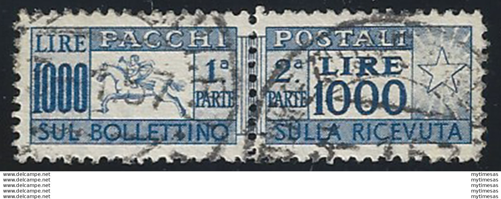 1954 Italia Pacchi Postali Lire 1.000 Cavallino Bc Cancelled Sassone N. 81/I - 1946-60: Nieuw/plakker