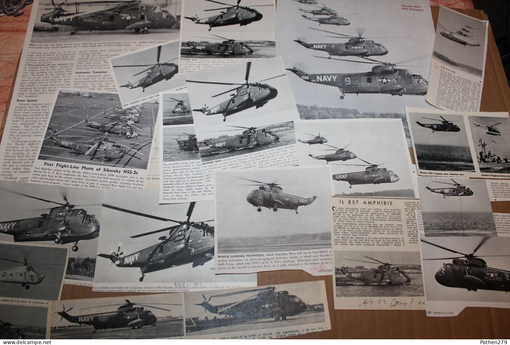 Lot De 82g D'anciennes Coupures De Presse De L'hélicoptère Américain Sikorsky S-61 Et Sa Version Militaire HSS-2 - Aviation