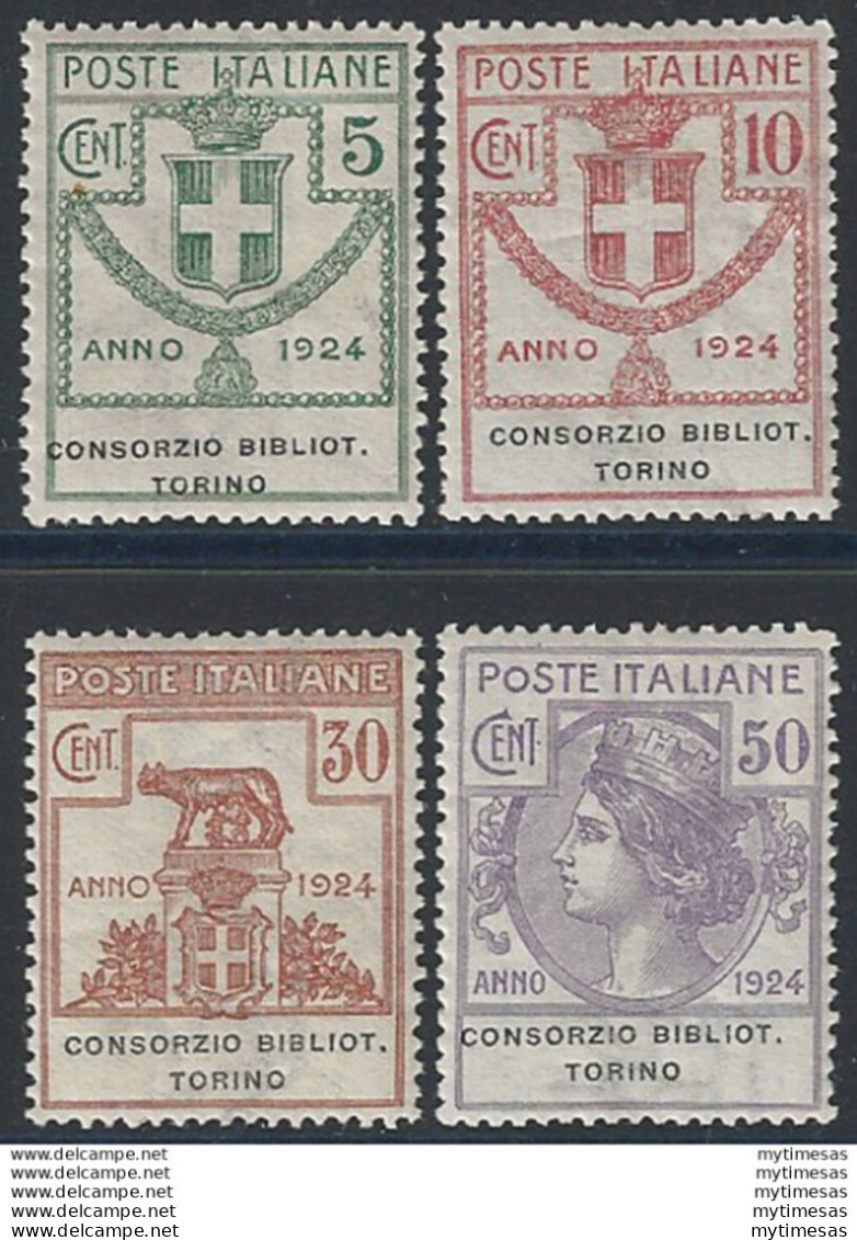 1924 Italia Parastatali Biblioteche Torino Bc 4v. MNH Sassone N. 30/33 - Otros & Sin Clasificación