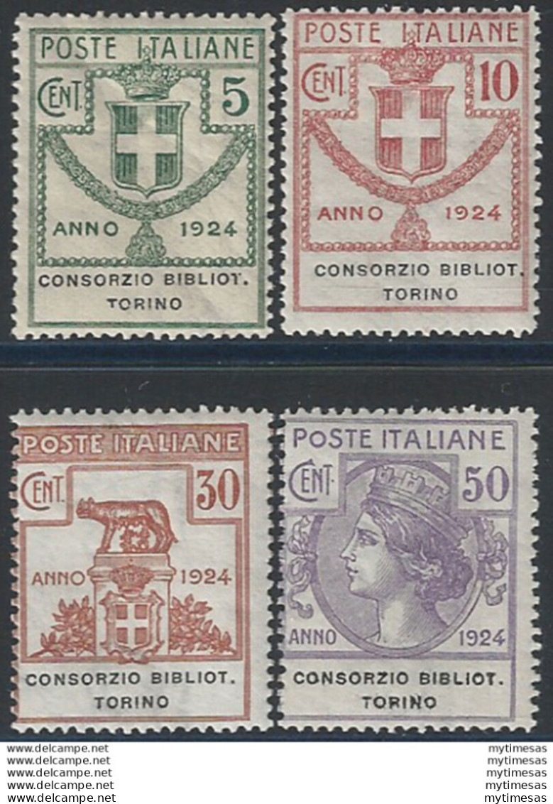 1924 Italia Parastatali Biblioteche Torino 4v. MNH Sassone N. 30/33 - Other & Unclassified