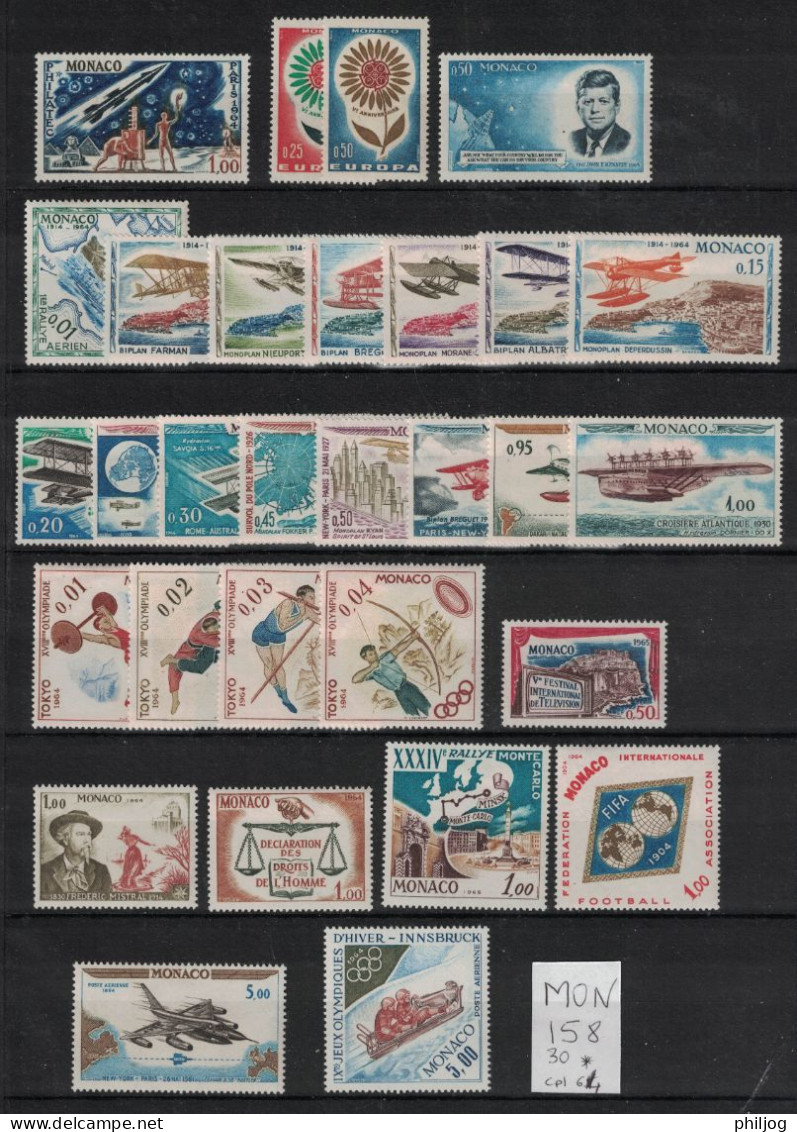 Monaco 1960-1968 - 9 années complètes de 1960 à 1968 neuves AVEC charnière avec Poste Aérienne sauf 1960
