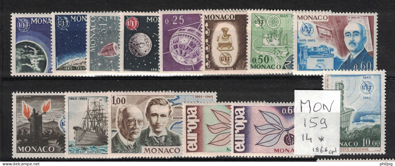 Monaco 1960-1968 - 9 années complètes de 1960 à 1968 neuves AVEC charnière avec Poste Aérienne sauf 1960