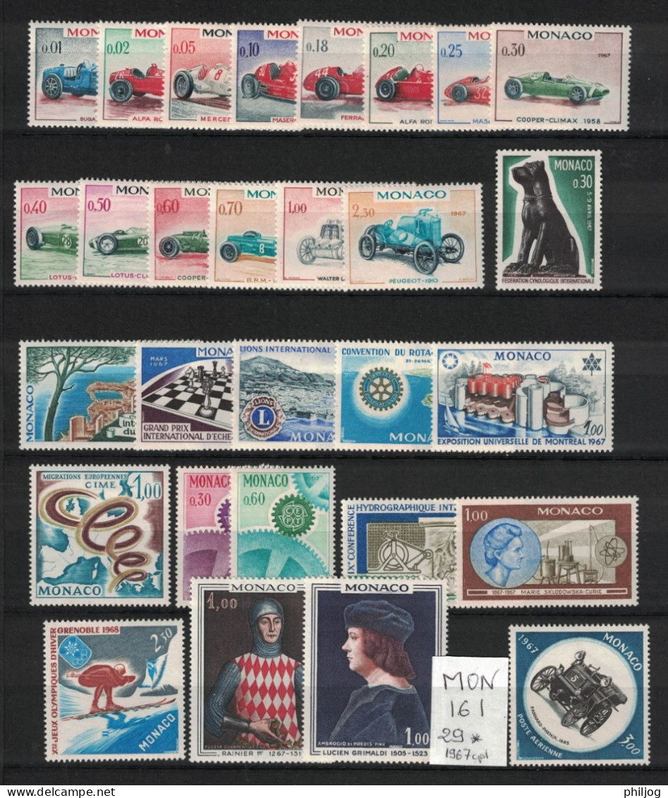 Monaco 1960-1968 - 9 années complètes de 1960 à 1968 neuves AVEC charnière avec Poste Aérienne sauf 1960