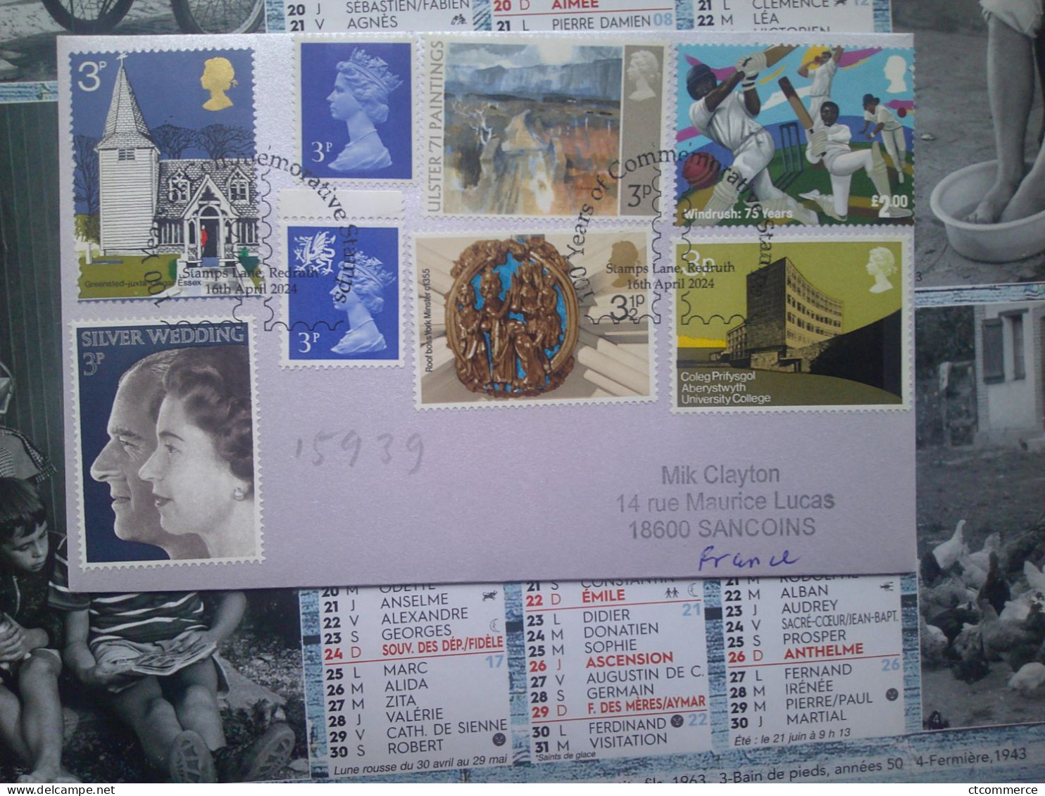 100 Ans Commémoratives Timbres, Roof Boss York Minster, Silver Wedding, Coleg Prifysgol, Windrush Cricket - Poststempel