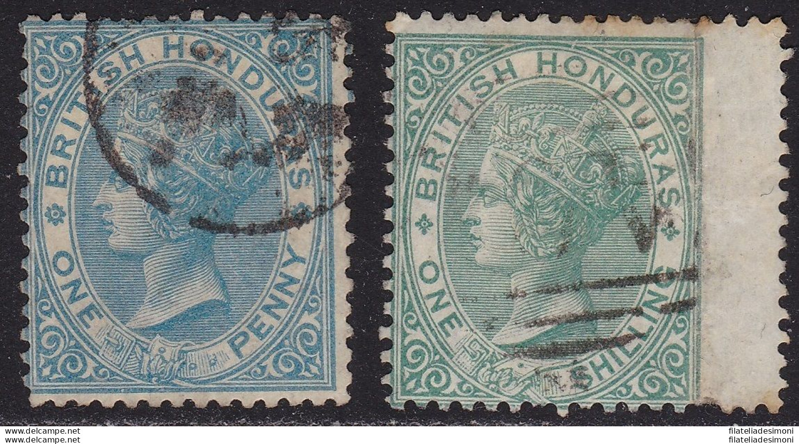 1865 BRITISH HONDURAS, SG 1+3 USATI - Sonstige & Ohne Zuordnung