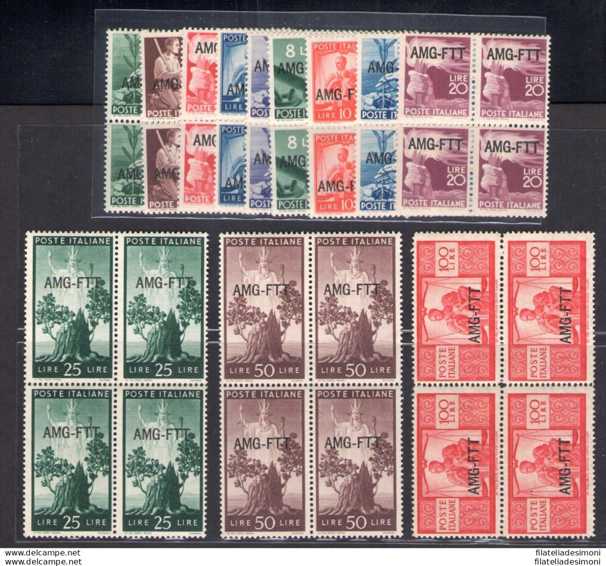 1949-50 TRIESTE A Democratica Quartina 12 Val N° 56/67 MNH/** - Autres & Non Classés