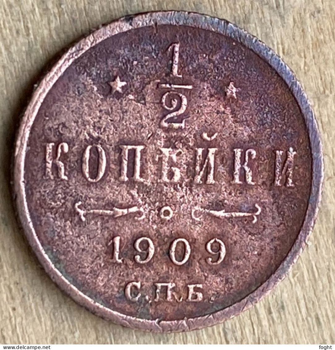 1909 СПБ Russia Standard Coinage Coin 1/2 Kopek,Y#48.1,7310 - Russie