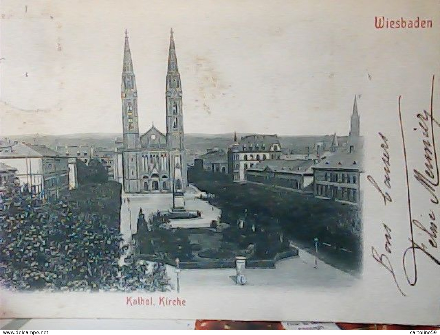 GERMANY KATHOL KIRCHE  Wiesbaden - St. Bonifatius-Kirche Mit Luisenplatz VB1908 TAX FRANCE JV6286 - Wiesbaden