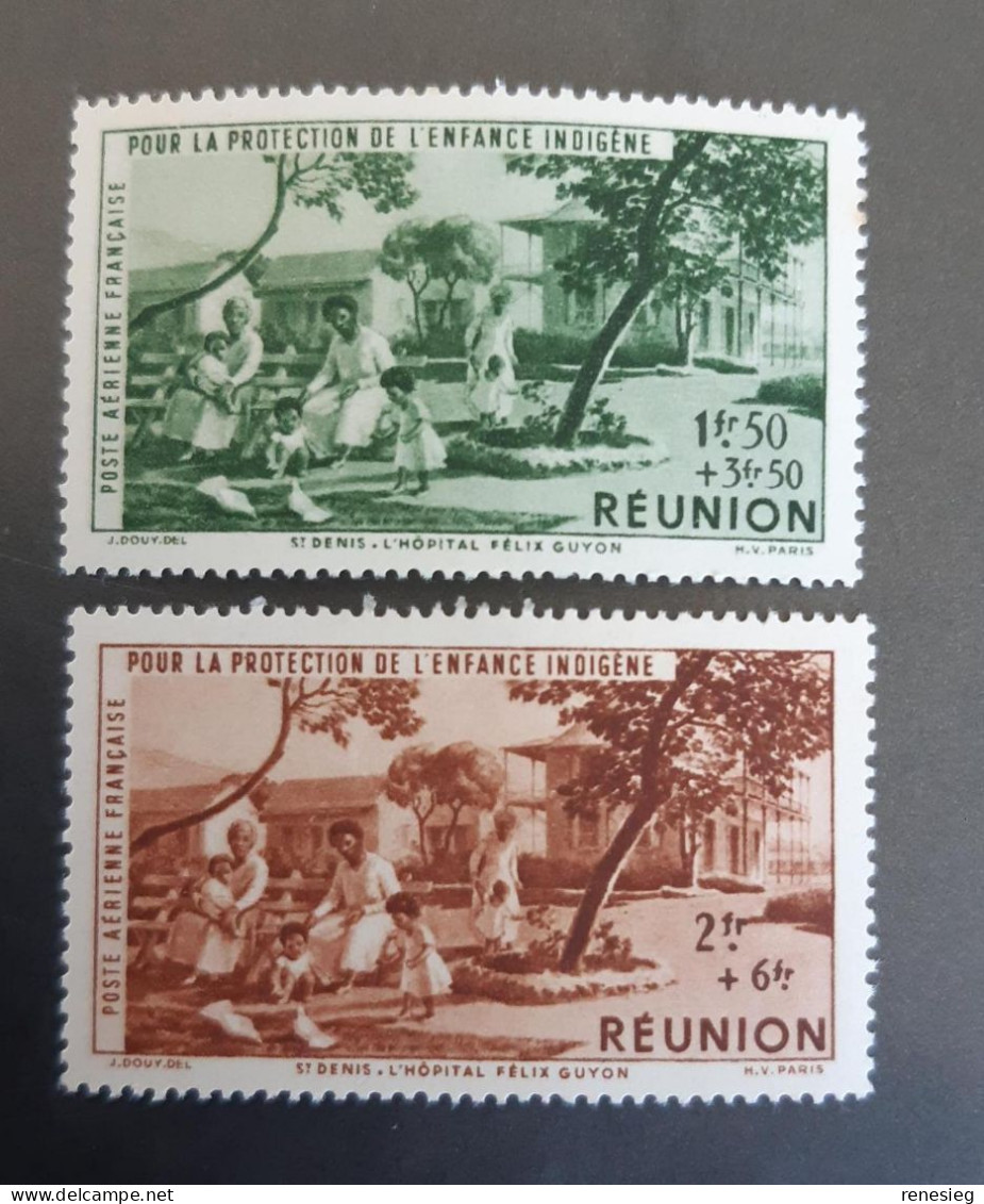 Réunion 1942 Yvert 7 & 8 MNH - Luftpost