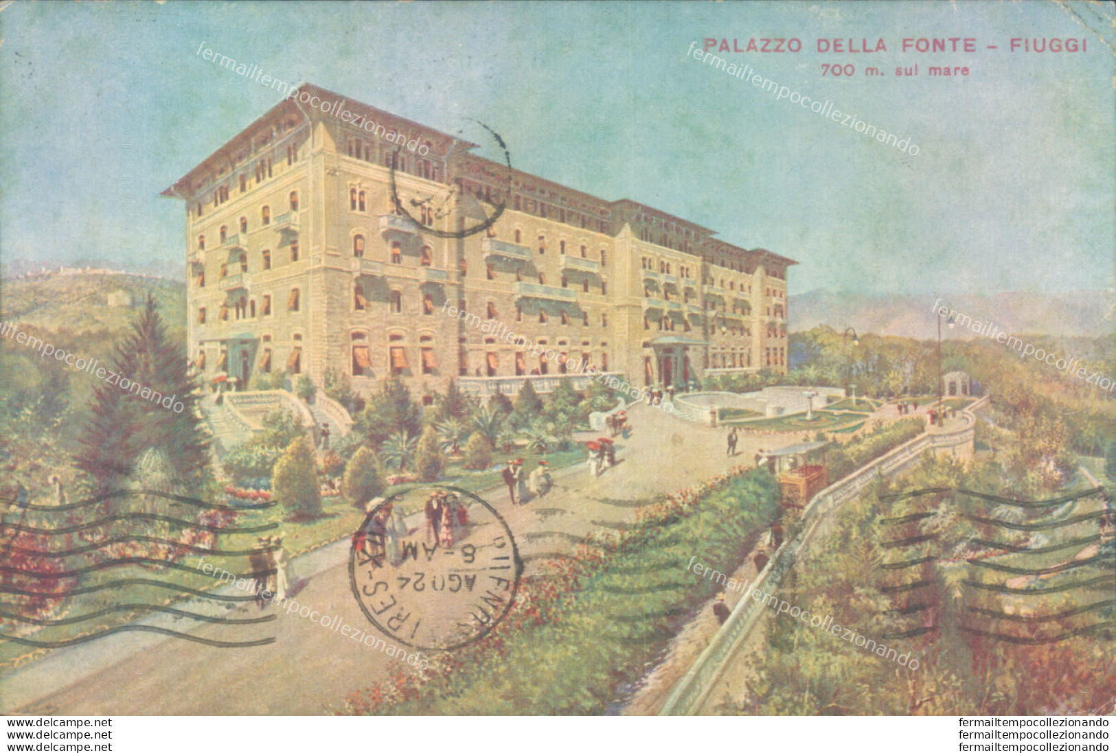 Aa553 Cartolina Fiuggi Palazzo Della Fonte 1921 Provincia Di Frosinone - Frosinone